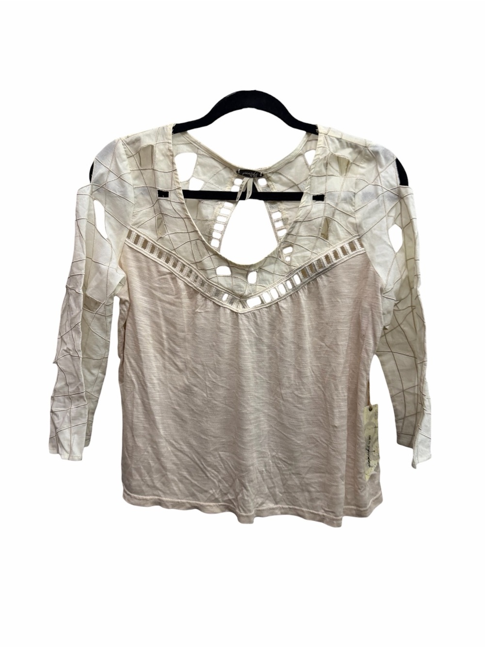 Gimmicks by BKE Cream Lace Cutout Long Sleeve Top NWT